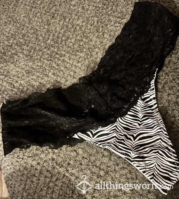 Sexy, Lacey Black, Zebra Print Thong On A Hot Blonde 👅💦