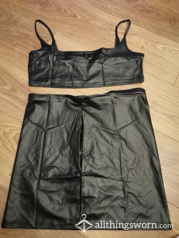 Sexy 2 Piece. Short Leather Look Skirt And Matching Top. 💯🔥🔥🔥Really Hot On. Worn. Special Requests Ect Welcome £35💋💋💋