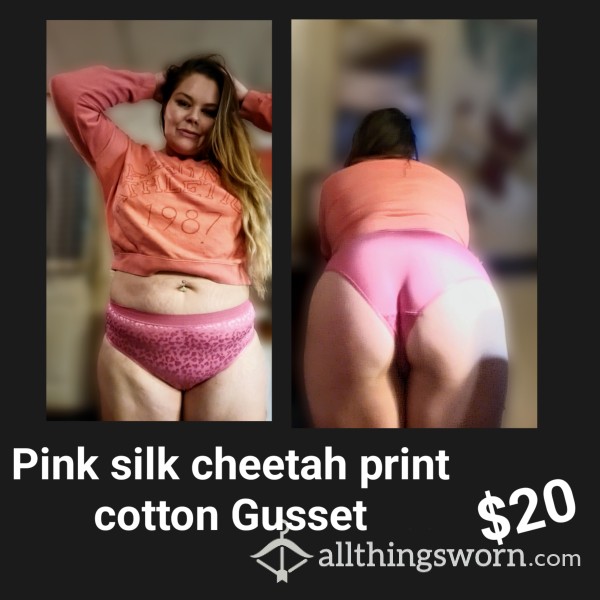 Pink Silk Panties - Cheetah Print Bikini - Cotton Gusset 💦
