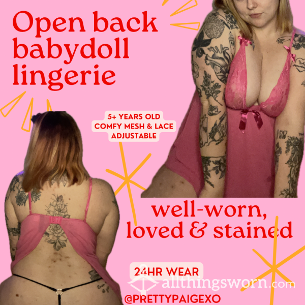 Sexy Babydoll Lingerie 💕 Pink, Open Back…Worn 24hrs 😈