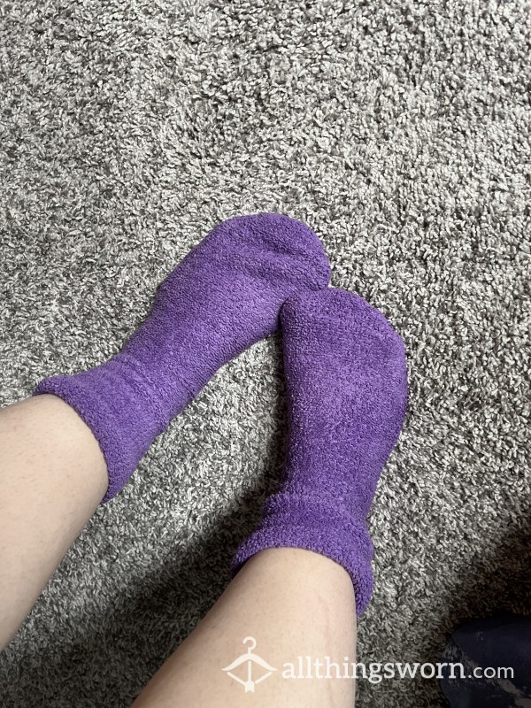 Well- Loved Purple Fuzzy Socks