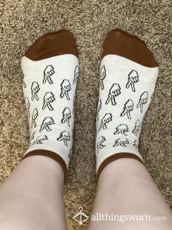 ✌🏻☮️ Brown & Tan Peace Sign Ankle Socks ☮️✌🏻 Customize Wear Time & Get Them As Stinky As You Desire 🦶👃🏻