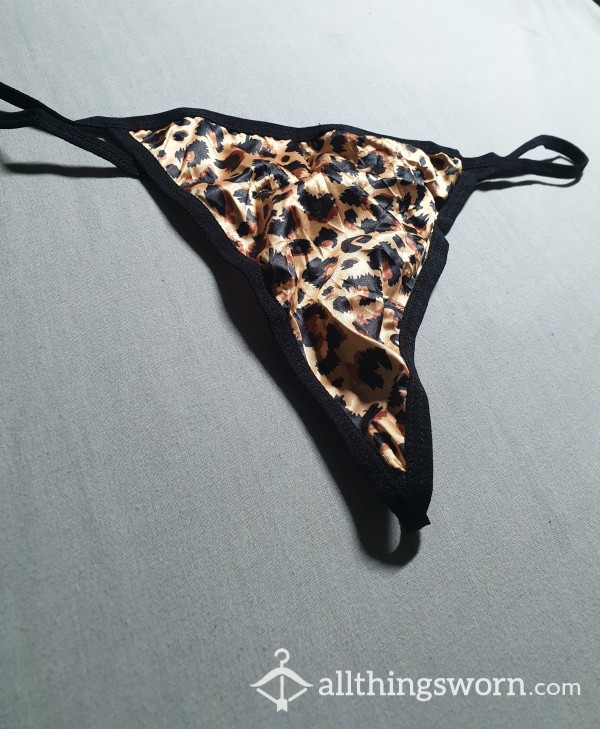 ‼️CLASSICS!‼️ Satin Feel 🐆 Leopard Print Thong 👅 With Netted Back Triangle