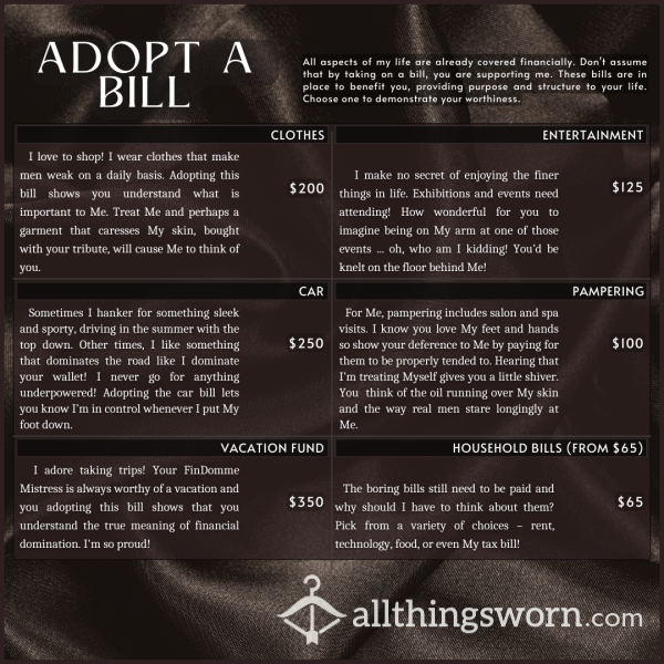 Adopt A Bill: Your Ticket To Unbridled Paypig Indulgence! 🐷💸