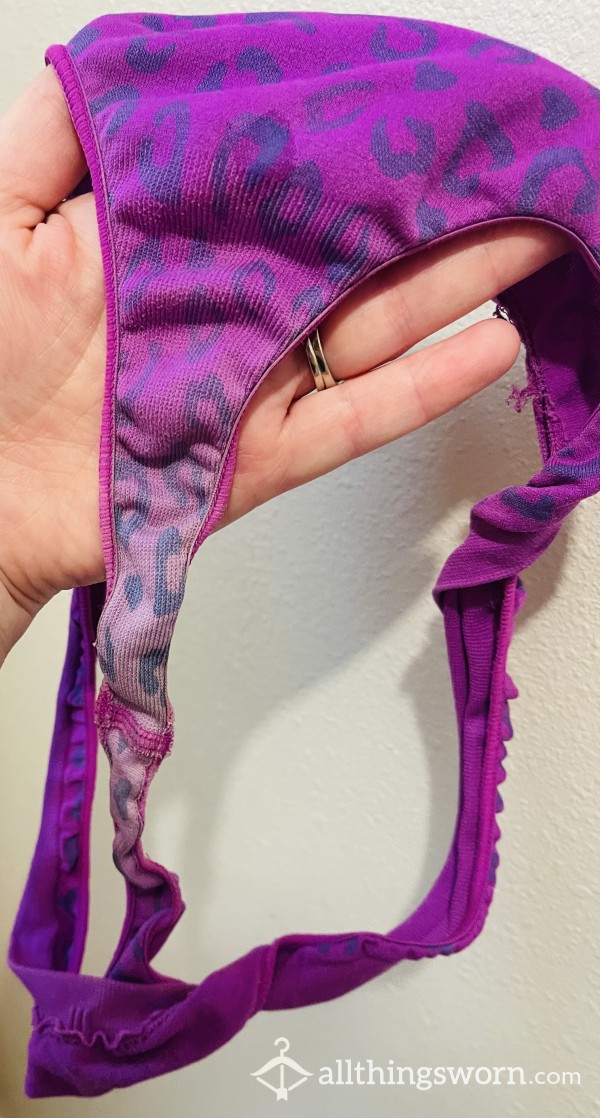 THRASHED Purple Cheetah Thong W/natural Bleaching 🫦💦💦💦