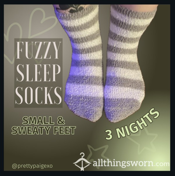 Striped Fuzzy Sleep Socks! 👣 3 Nights Wear, Small Sweaty Feet 💤🧦