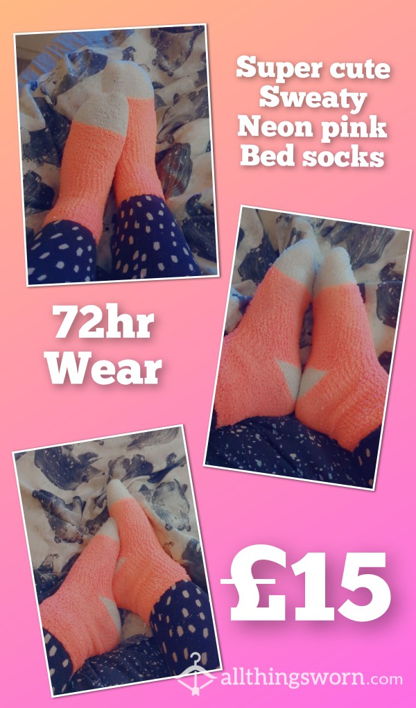 Super Cute - Sweaty - 72hr Wear - Neon Pink Bed Socks!!🩷🩷🩷