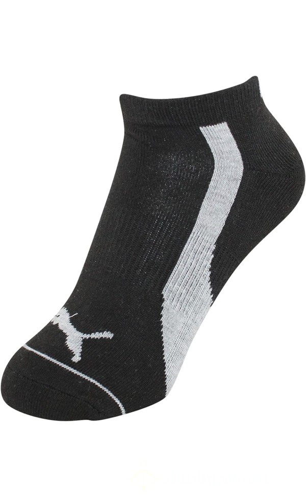 Sweaty 🥵 Black Puma Socks 🧦 With A Silver Stripe ☀️🧦🧦