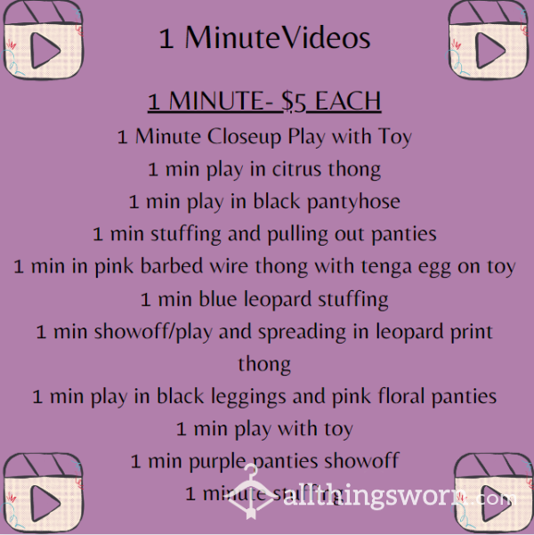 1 MINUTE VIDEOS