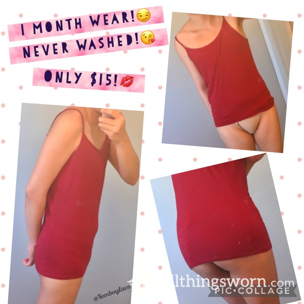 1 Month Wear Red Cami Top! Well Scented! Never Washed!💋 Size M