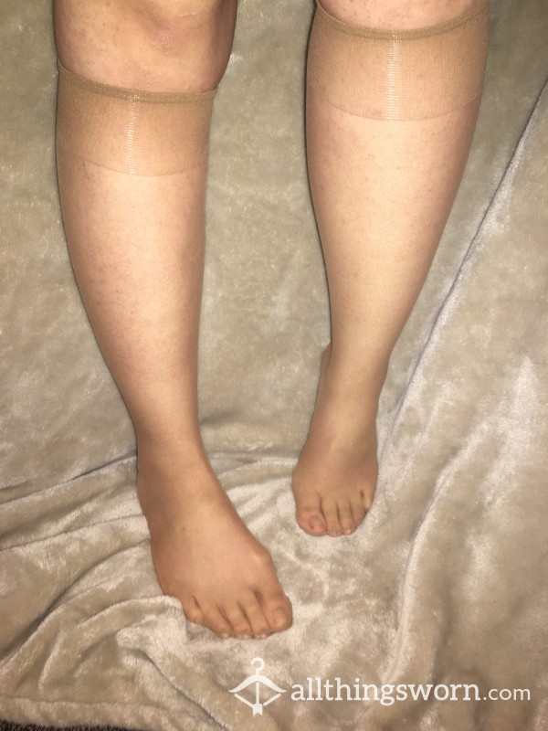 Used Nude Knee High Stockings - 1 Pair