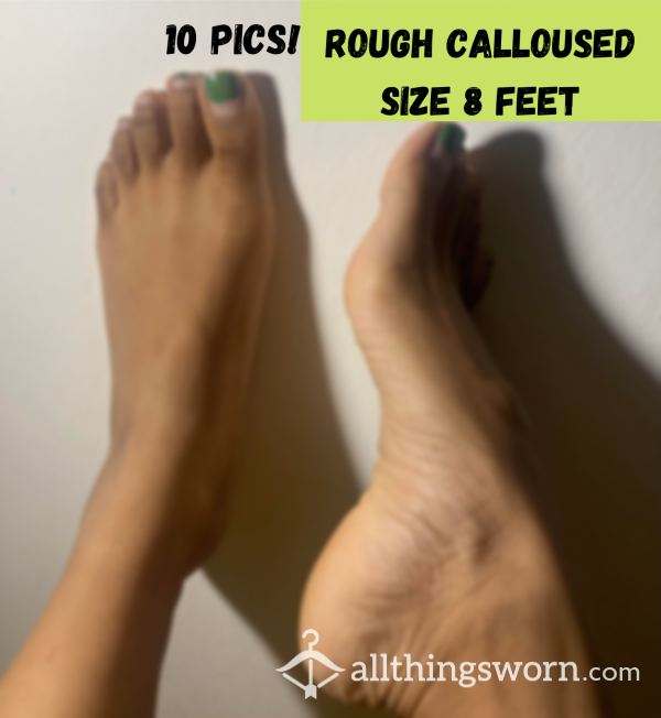 10 PICS Rough Calloused Size 8 Feet/ Polish Leftovers/ Ugly Feet