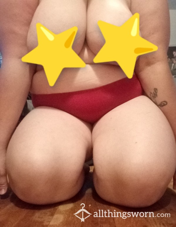 10 Pictures Of Me In Only My Red Panties, Pushing Together And Grabbing My Tits