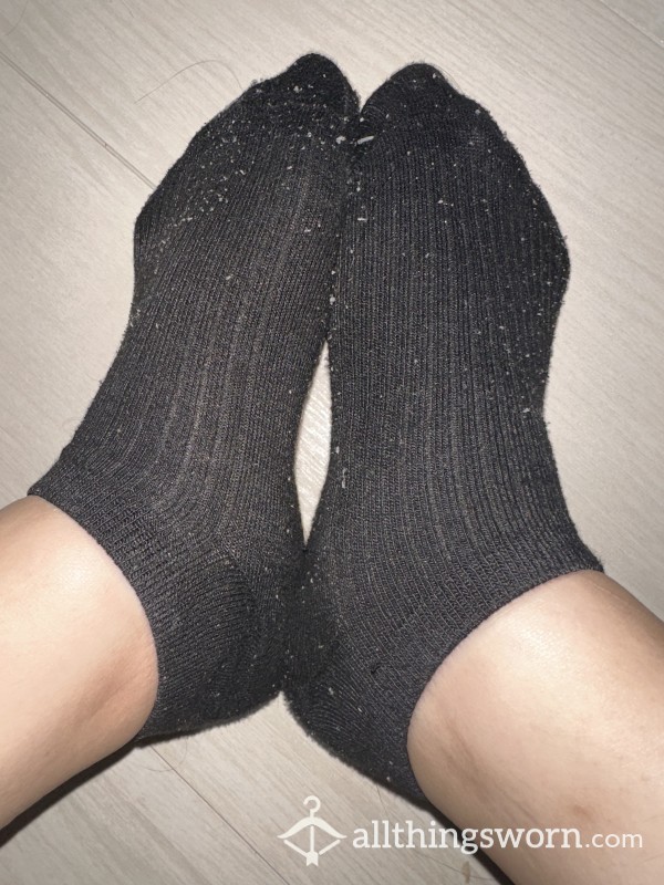 ☺️SOLD☺️ 10$ Stinky Black Opaque Socks Worn For A Day Or More