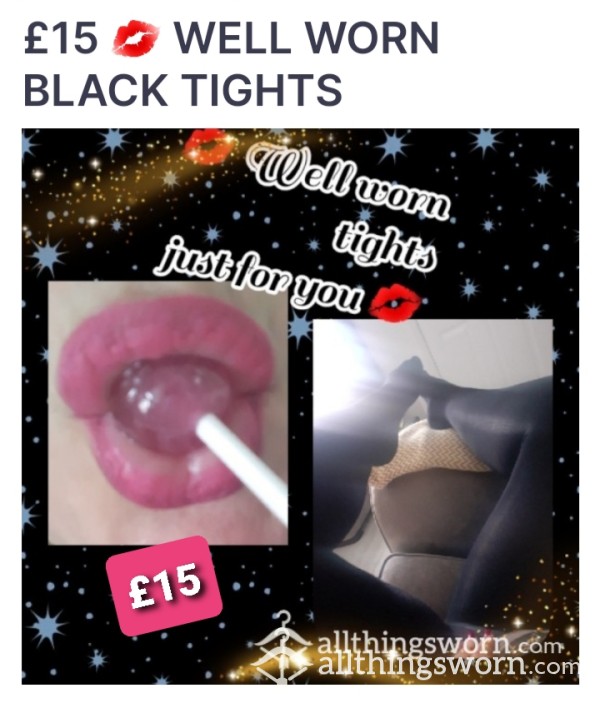 £15 💋 WELL WORN BLACK TIGHTS