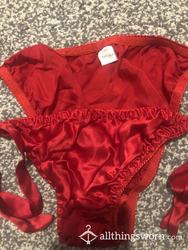100% Real Red Silk Panties