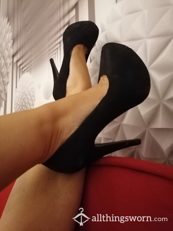 15 Cm Long Black Suede Heels Perfect For Bed;)