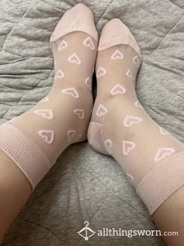 💕SOLD💕15$ Sheer Nylon Cute Pink Socks