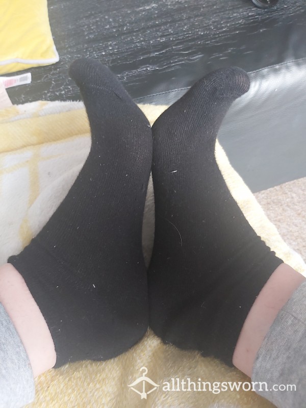 2 Days Worn Black Trainer Socks