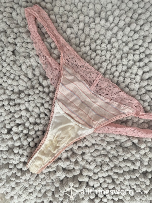 2 Days Worn Pink Cotton Thong