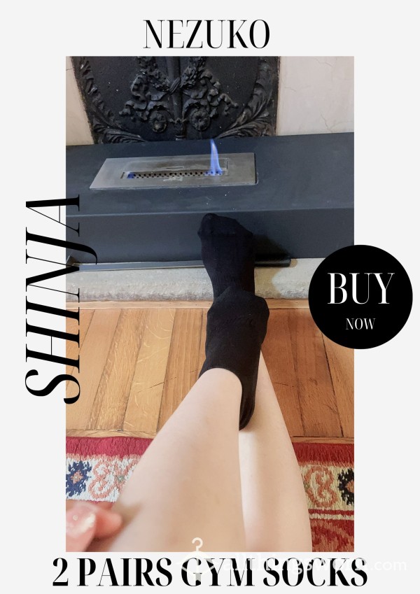 2 Pairs Japanese Black Gym Socks : Free Shipping ( Best Seller )