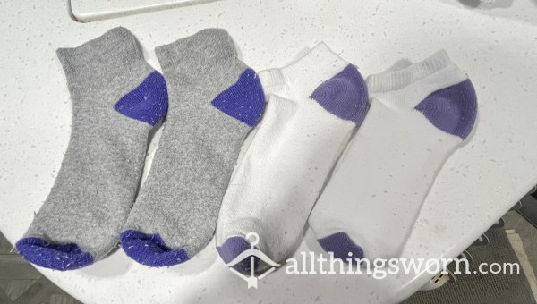 2 Pairs Of Socks With Hint Of Purple