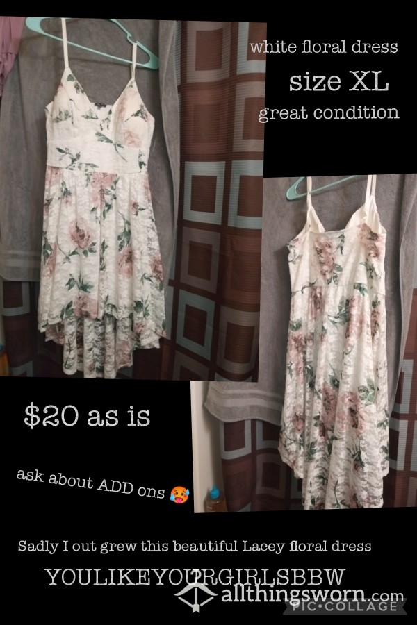 $20 As Is Lace White Floral Dress XL