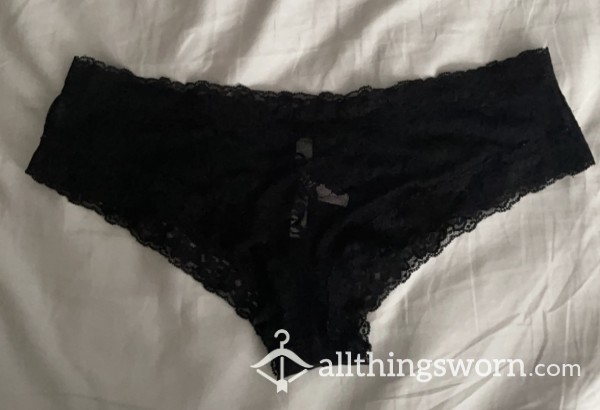 24 Hour Wear Black Victoria’s Secret Lace Cheeky Panties
