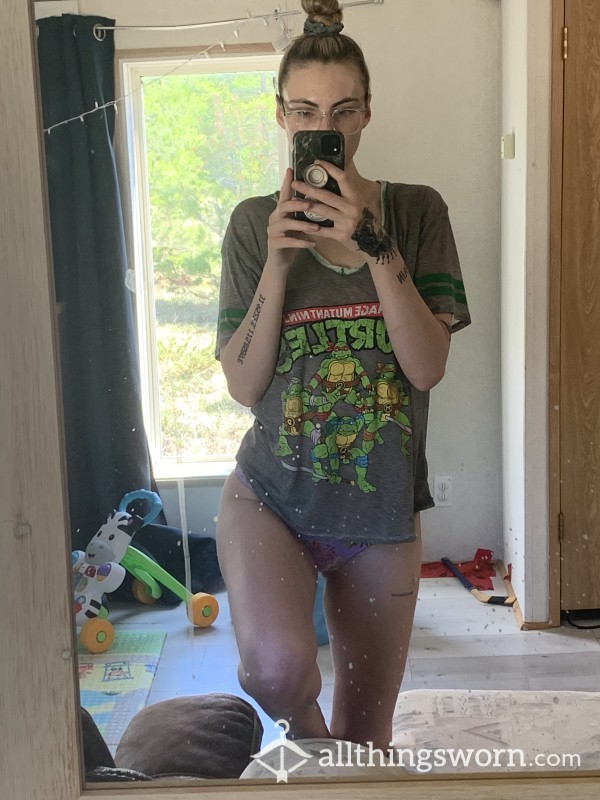 24h Wear…Soft, See Thru And So Well Loved😍💋… Slept And Sweat💦 In Ninja Turtles Tee