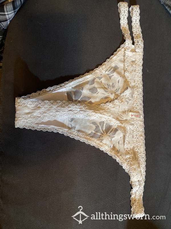 24hour Wear White Lacy Thong