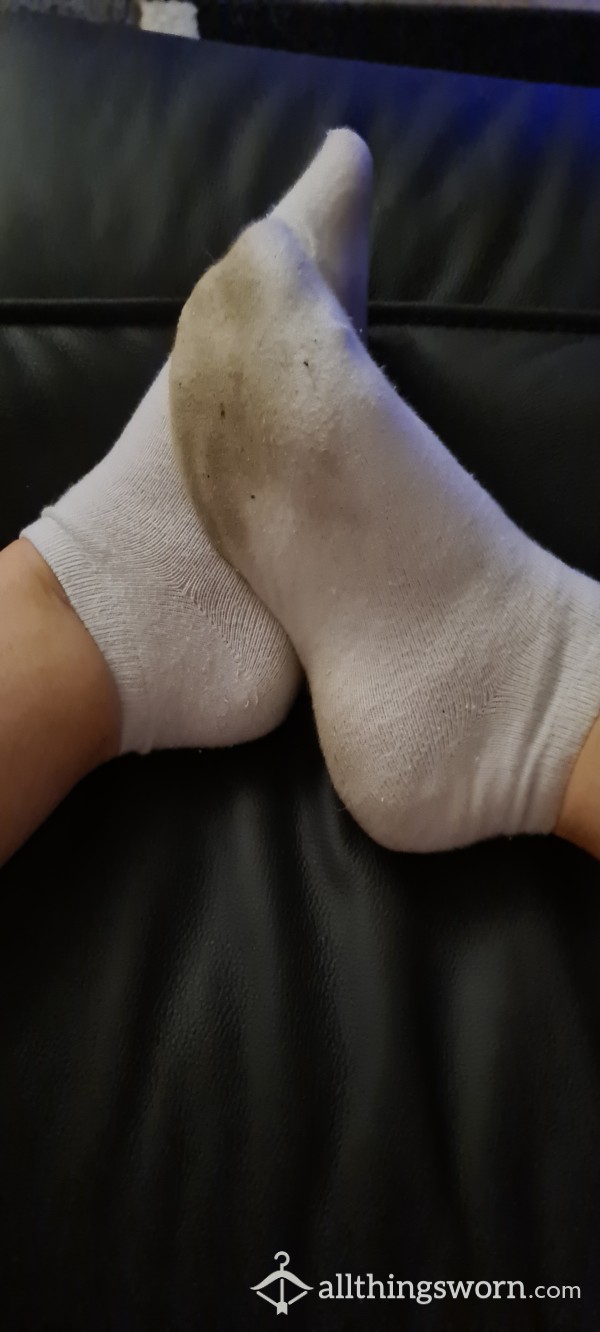 Tiny Size 3...24hour Worn White Ankle Socks