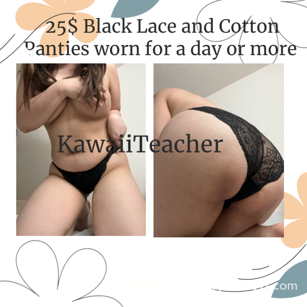 🖤SOLD🖤25$ Black Lace And Cotton Panties Worn For A Day Or More