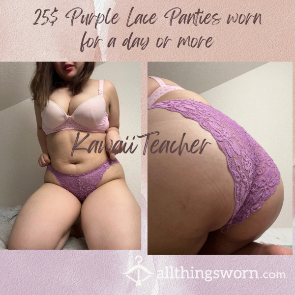 💜SOLD💜25$ Purple Lace Panties Worn For A Day Or More