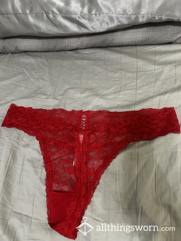 $25 Red VS Lace Thong