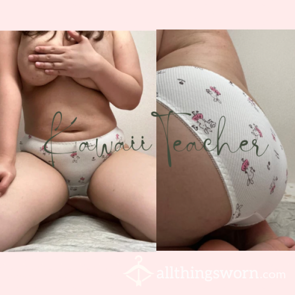 🐰SOLD🐰25$ White Cotton Rabbit Panties Worn For A Day Or More