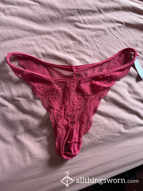 3 Day Filthy Pink Lace Panties - READY TO SHIP