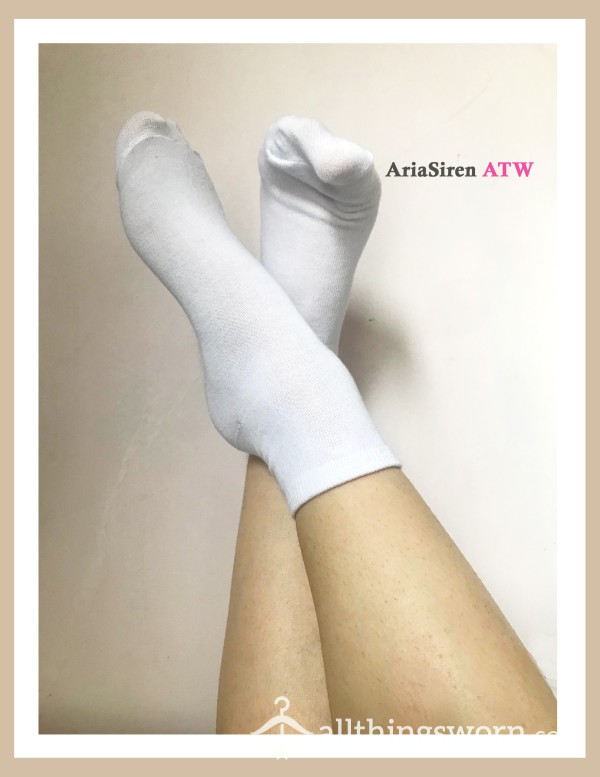 🧦🤍3-Day-Wear Thin White Ankle Socks From Classy Working Professional (Small Size 7US)🤍🧦