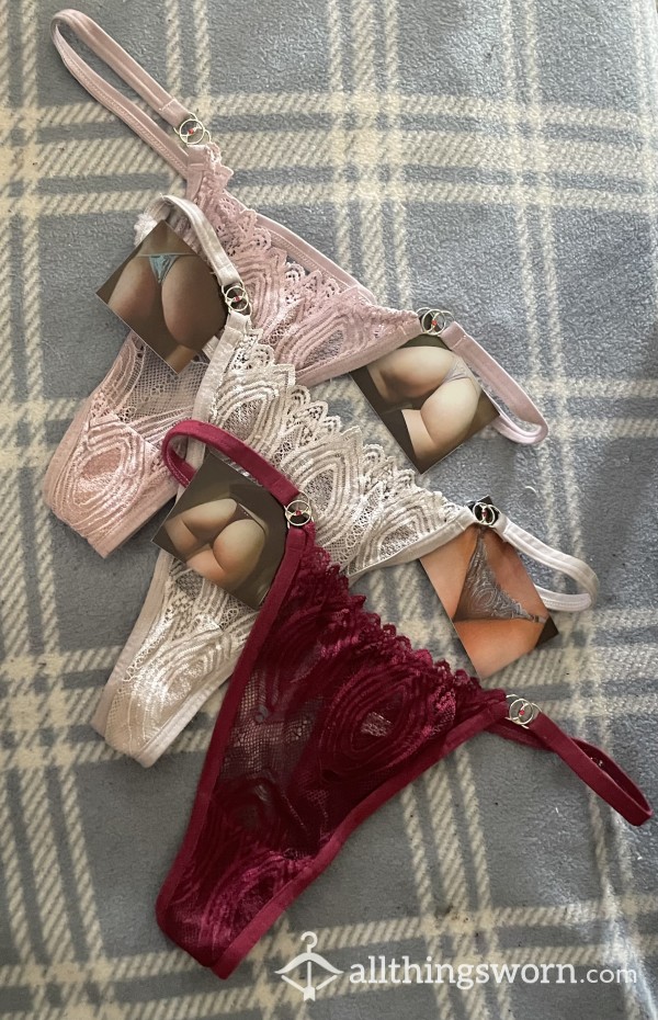 3 Pack Bundle Lacy Thongs With Charms🥰