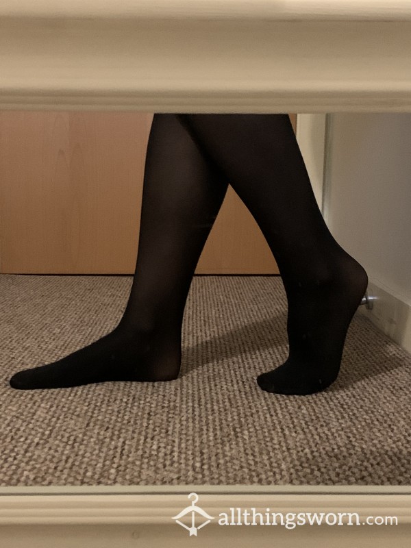 3 Pairs Of Glossy Black Office Tights
