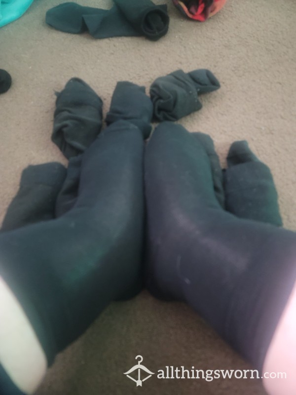 3/4 Length Black Work Socks