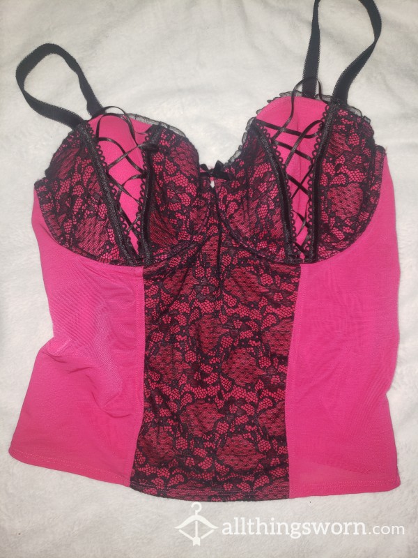 34D Black And Pink Basque Well Used