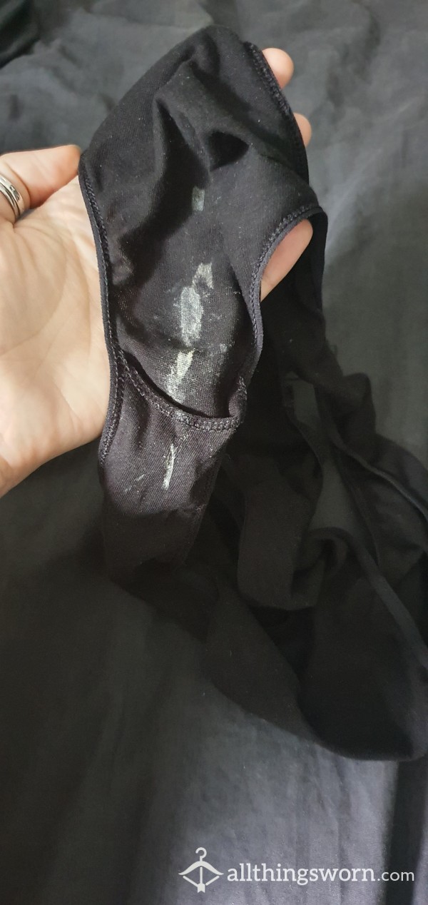 36 Hour Well-worn Black Cotton Panties (visible White Discharge!)
