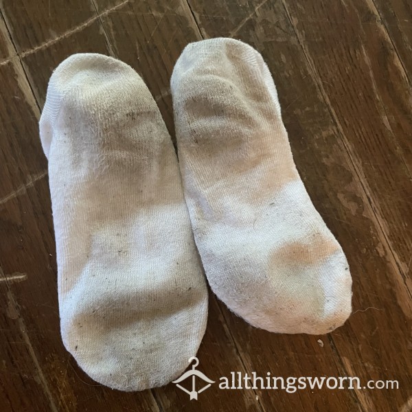 4 Days Pre-worn 💦 Stinky White Cotton Ankle Socks 👣🥵 Ready To Ship 📦