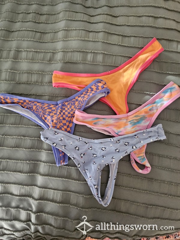 4 Set Of Panties Well Worn, Ripped, And Stained