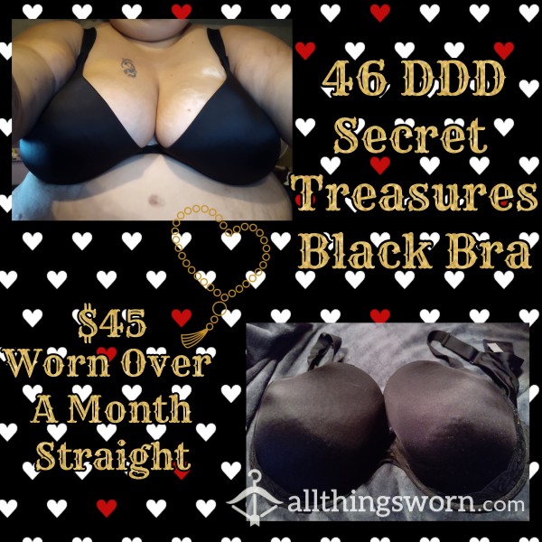 46DDD Secret Treasure Black Bra With Lace On Cups