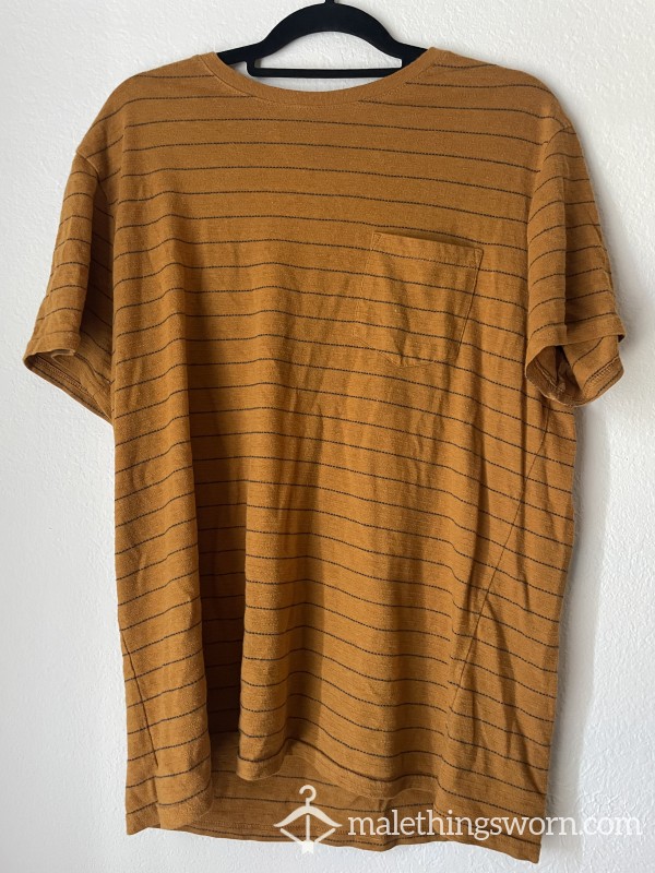 48 Hour Worn Sweaty Yellow Stripe T Shirt Size Large