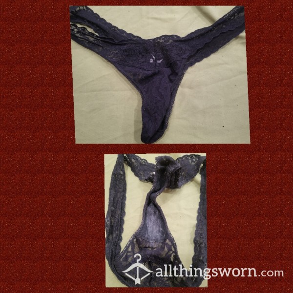 48Hour Pre-Worn Black Lace Thong