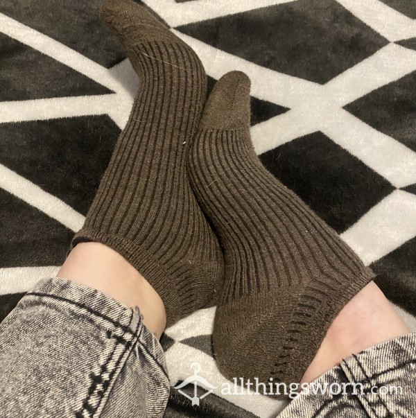 5 Day Worn Brown Ankle Socks
