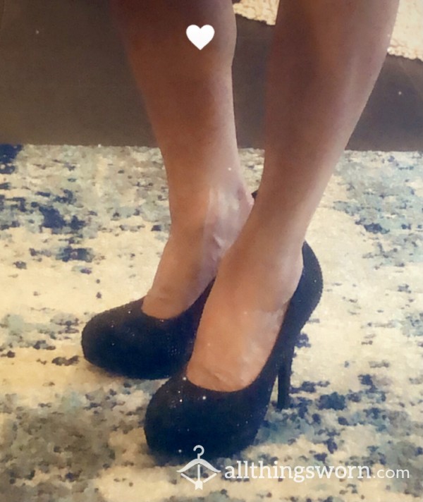 5 Inch Platform Sparkle Heels. Size 8. Feet Sweat A Lot In These! Black