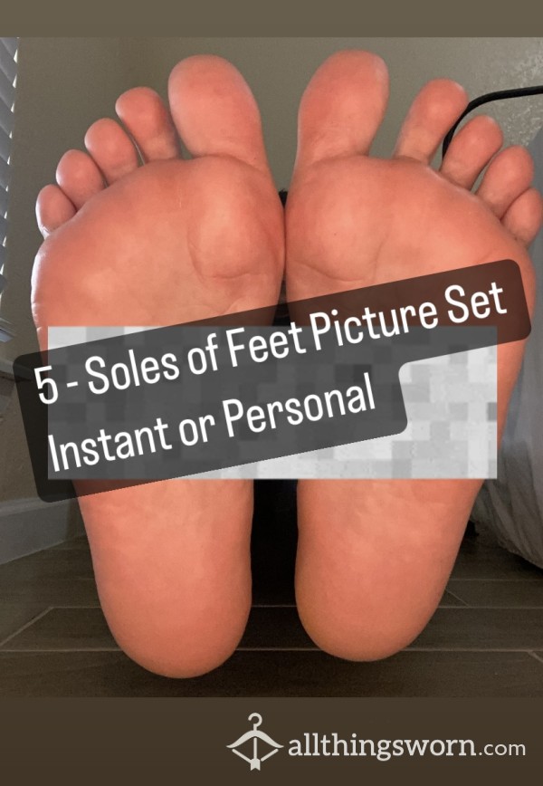5-Soles Of Feet Picture Set, Red Nail Polish